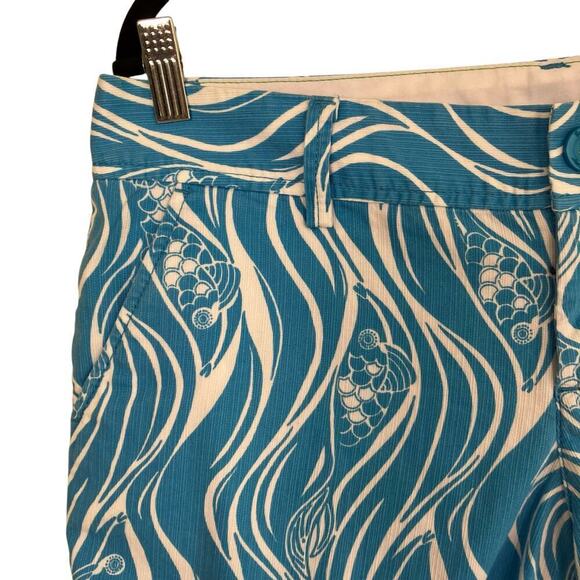 Lilly Pulitzer Callahan Shorts 5” White Turquoise Joe Fish Vacation Preppy 10 - Picture 5 of 16